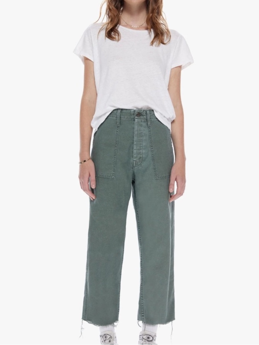 MOTHER THE PATCH POCKET PRIVATE ANKLE Roger That green pants size 34